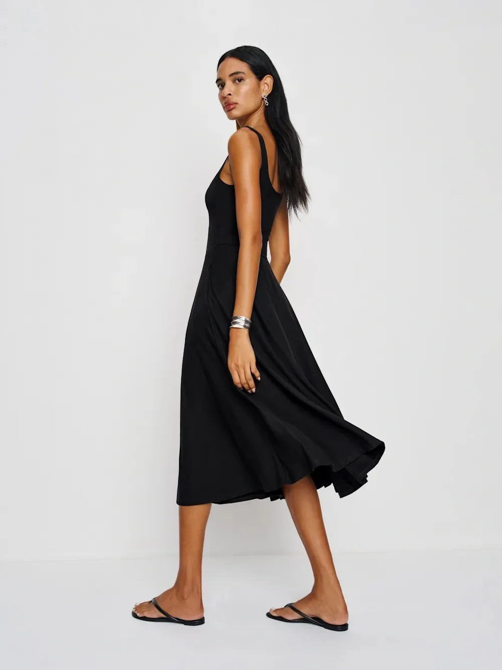 Reformation Rou Black Scoop-Neck Midi Dress, S - Picture 2 of 5